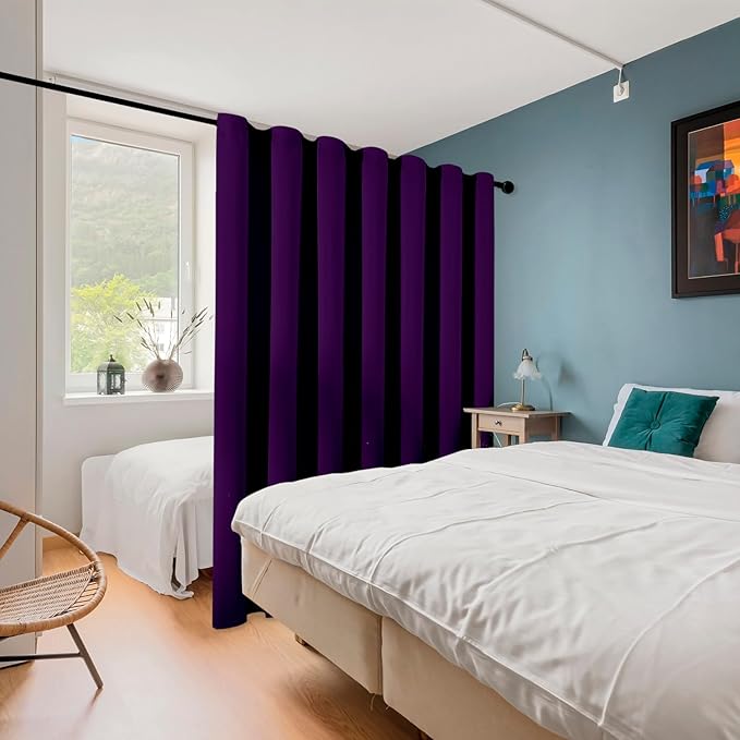 ChrisDowa Room Divider Curtain 108 Inches Long, Wide Blackout Sliding Door