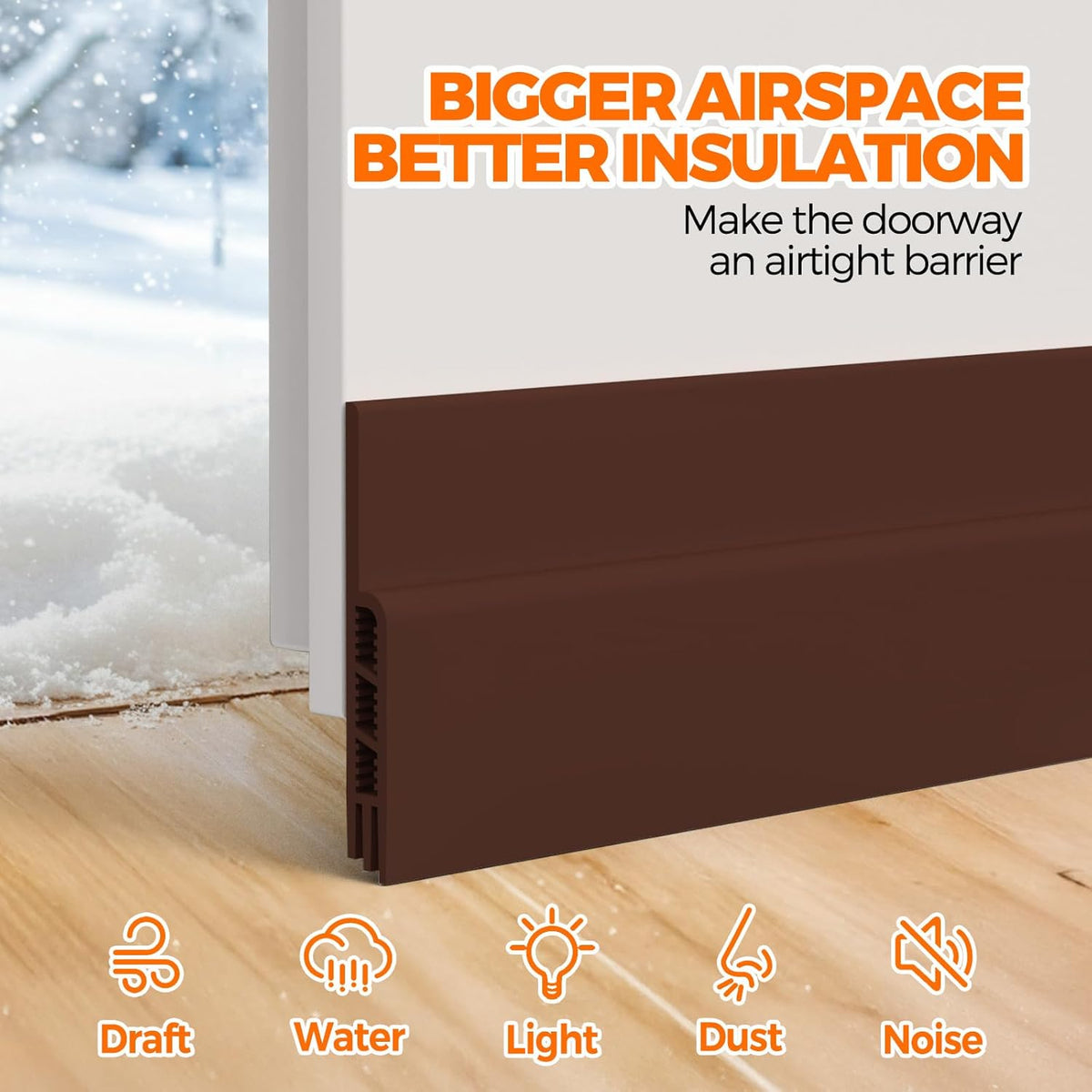 Holikme Door Draft Stopper Under Door Draft Blocker Insulator Doors Sweep Weather Stripping Noise Stopper Strong Adhesive, Brown