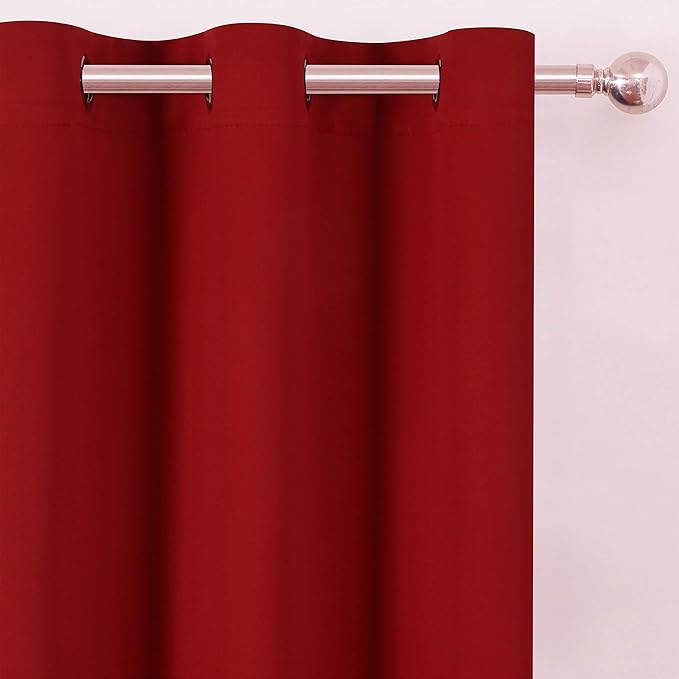 LEMOMO Red Blackout Curtains 66 x 63 Inch Length/Set of 2 Curtain
