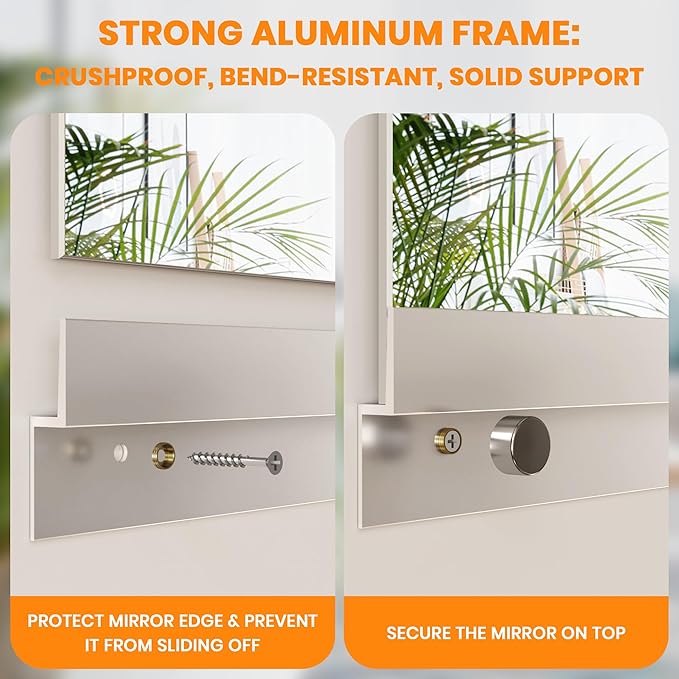 ROOMTEC Workout Mirrors for Home Gym 48"x32", Large Wall Mirror Full Length for Fitness, Yoga, Big Wall Mounted Frameless Glass Mirror for Garage, Dance Studio, Bedroom