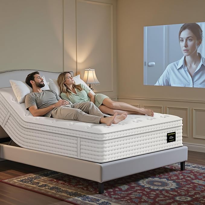 FP FLEXPEDIC Firm Queen Mattress, 12 Inch Cooling Gel Memory Foam Mattress, Breathable Hybrid Pocket Spring 7-Zone Mattress, Pressure Relief, Fiberglass-Free & CertiPUR-US, No Odor, 365 Night Trial