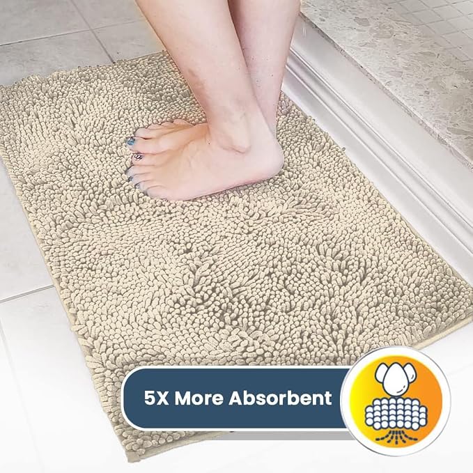 Muddy Mat® | Super Water Absorbent Door Mat Indoor, Microfiber Quick Dry Chenille Entryway Rug, Slip Resistant Front Door Mat, Indoor Mats for Entryway, Machine Washable Pet Rug, Ivory 32" x 44"