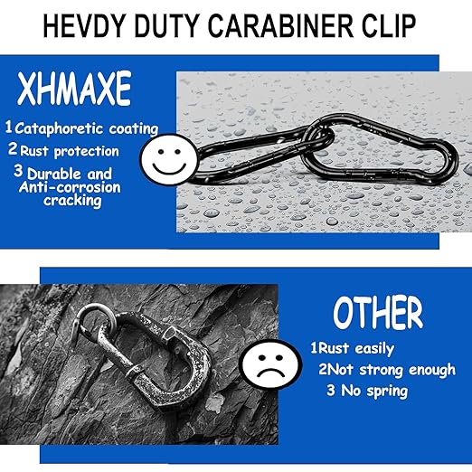 20PCS M4 Black Carabiner Clip, 1.57Inch Bulk Snap Hook Quick Link Small Carabiner Clips,Spring Link Buckle for Fishing Camping Hammock Dog Leashes-120LBS Holding Capacity
