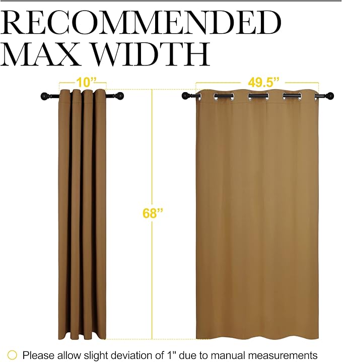 NICETOWN Sleek Blackout Curtains 68 inches Length