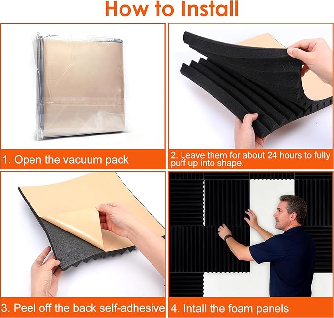 FONESO Acoustic Panels, High Density Soundproof Foam Panels, Fire Resistant
