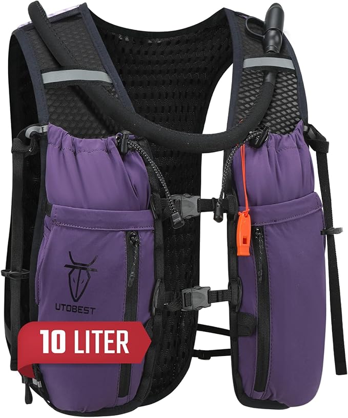 UTOBEST Upgrade Running Hydration Vest 10L, Running Backpack for Women Men Multi-Functional Storage, Adjustable Water Vest for Trail Marathon Race Jogging Cycling