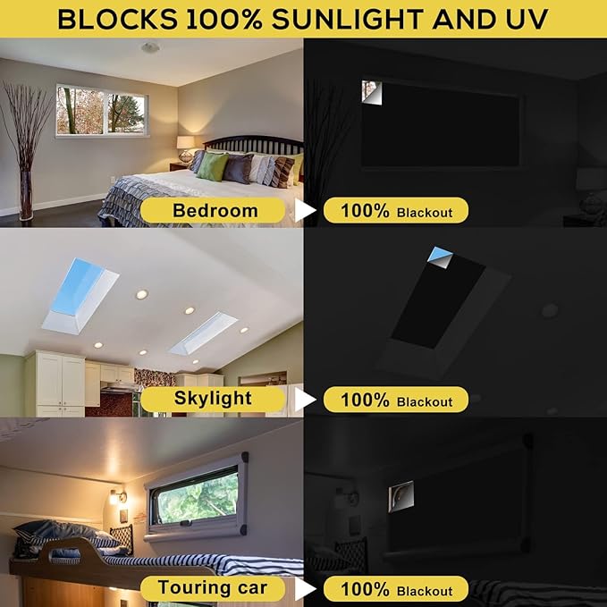 RUseeN Portable Blackout Shades Travel Window Blackout Curtains, 100% Blackout