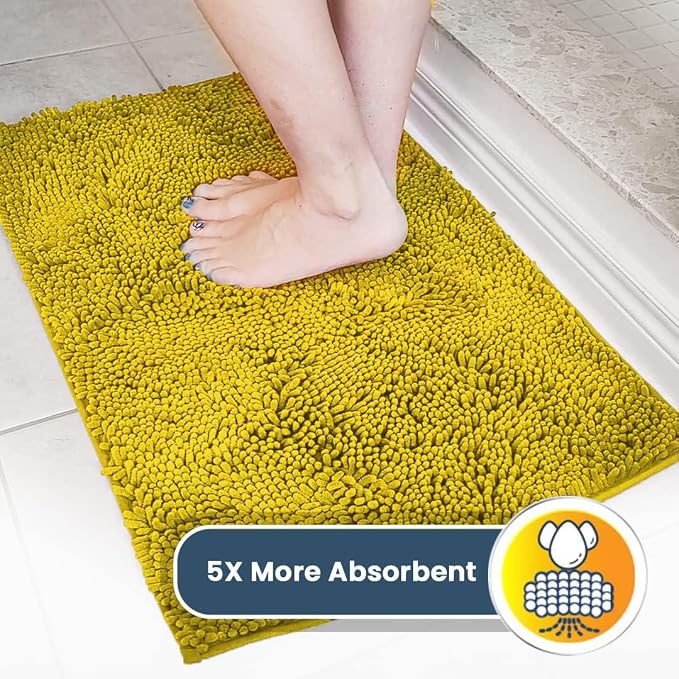 Muddy Mat® | Super Water Absorbent Door Mat Indoor, Microfiber Quick Dry Chenille Entryway Rug,Slip Resistant Front Door Mat,Indoor Mats for Entryway,Machine Washable Pet Rug, Lemon Yellow 3ft x 3ft