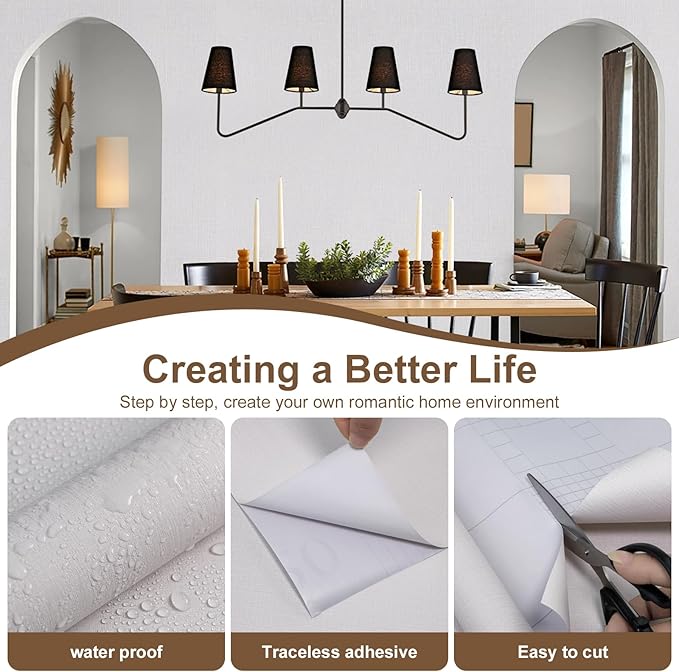 Beige Wallpaper Grasscloth Peel and Stick Wallpaper 15.7"x 1181" Fabric Contact