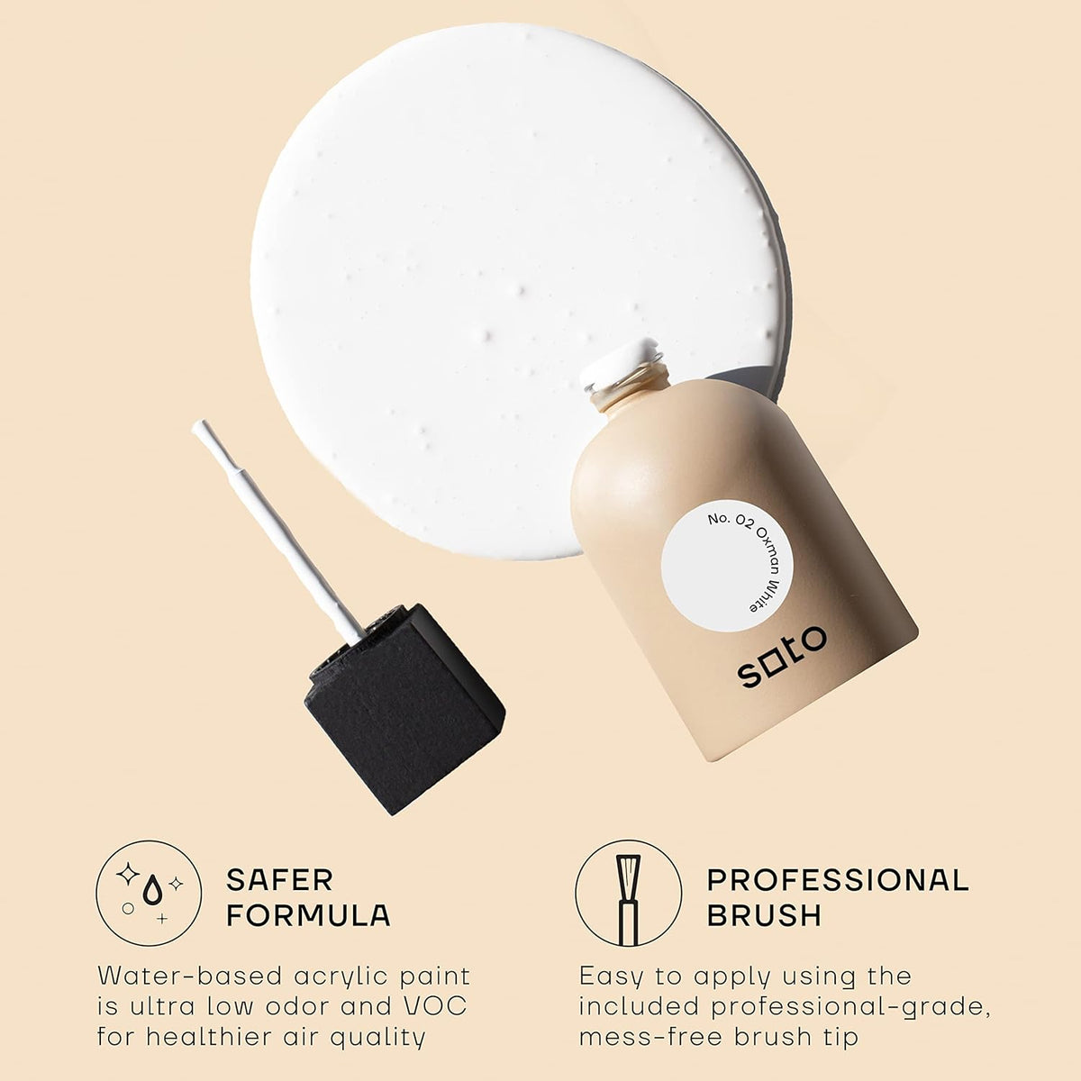 soto White Paint Touch Up, Multi-Surface, Matte Finish (No. 02 Oxman White) - 1.5 Ounces/45 Milliliters of Scratch Repair for Furniture, Walls, Cabinets, Trim, Doors, Indoor/Outdoor