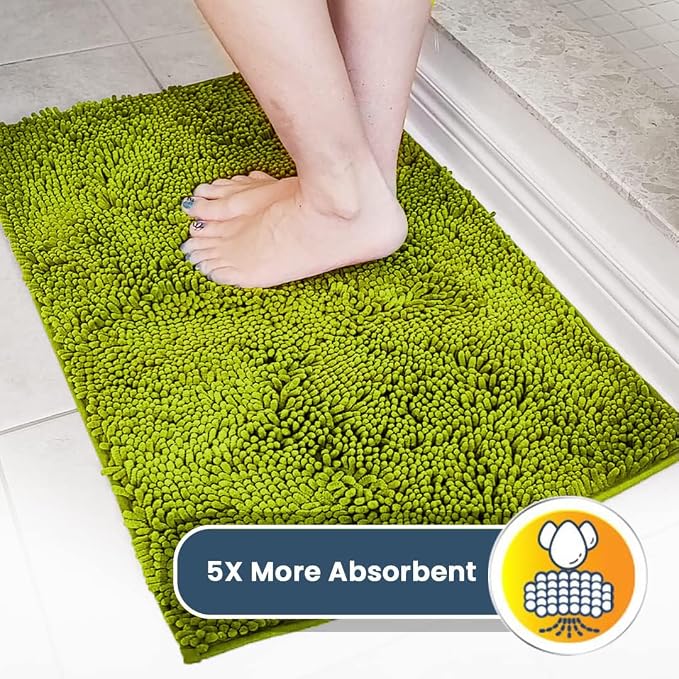 Muddy Mat® | Super Water Absorbent Door Mat Indoor, Microfiber Quick Dry Chenille Entryway Rug,Slip Resistant Front Door Mat,Indoor Mats for Entryway,Machine Washable Pet Rug, Spring Green 32" x 40"