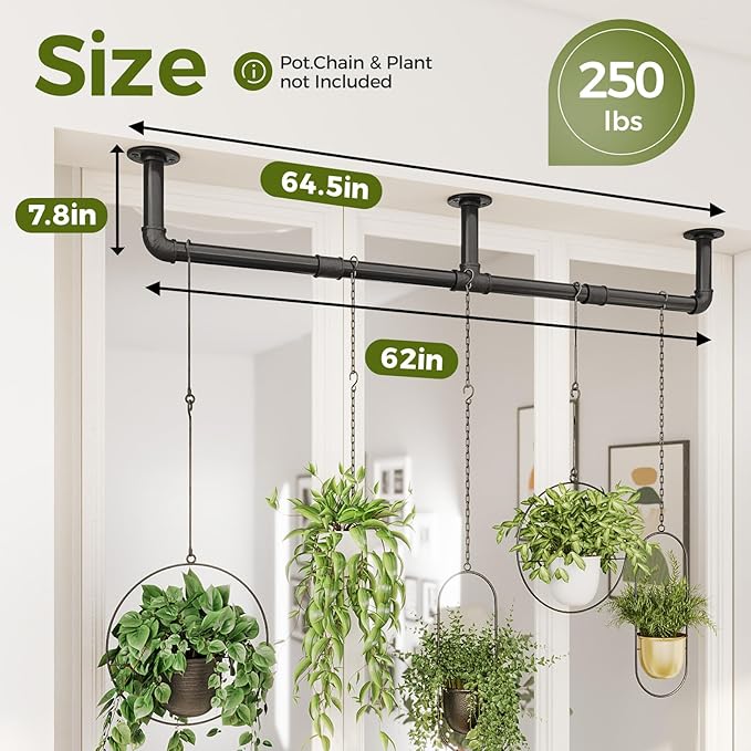Bamworld Window Plant Hanger Indoor 63in 2PCS Hanging Planters