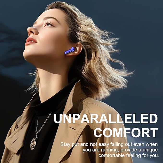 Wireless Earbuds Bluetooth 5.4 Headphones Noise Cancelling, 40H Playtime Bluetooth Ear Bud with Dynamic Drivers Stereo, Sports Earphones Wireless with LED Power Display for Laptop Pad Phones