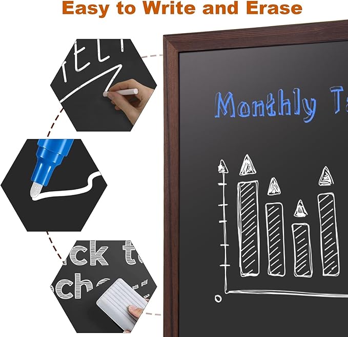 Comix Magnetic Chalkboard, 18 x 24 Inches Wooden-Framed Blackboard