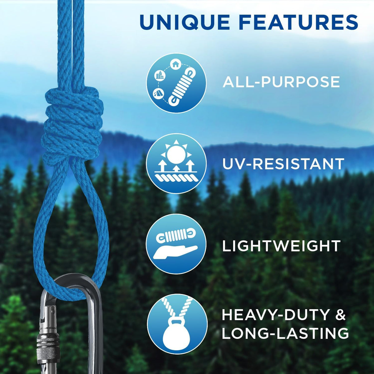 TECEUM Cotton Rope 3/16” (5 mm) – 50 FT – Strong All-Purpose Braided Rope – Natural Cotton – for Crafting, Сamping, Clothes Line, DIY, Indoor & Outdoor Use – Sky Blue