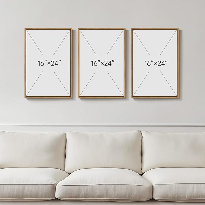 Framed Neutral Boho Wall Art Bedroom, 3 Piece Abstract Bohemian Brown Botanical