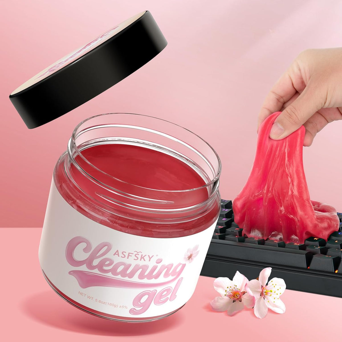 ASFSKY Car Cleaning Gel (Pink,Sakura) Cleaning Putty Universal Dust Cleaning Car Interior Cleaner Keyboard Dust Remover Car Slime Gifts for Men Women girl（1 pack）