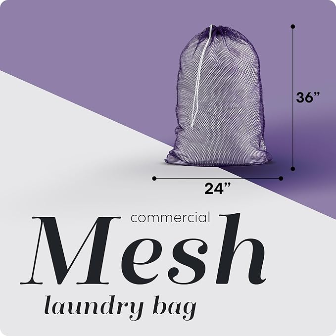 Handy Laundry Mesh XL Laundry Bag - Durable, Machine Washable with Secure Drawstring Closure - Perfect for College Dorms, Laundromats, Apartments (Purple, Large 24" x 36")