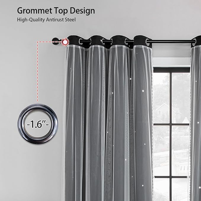 XiDi Black Out Curtains for Bedroom Windows, Curtains for Girls Bedroom Decor