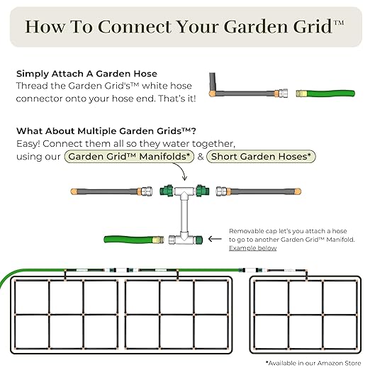 Garden Grid Watering System - 3x3 Standard | Raised Garden Bed Drip Irrigation System – But Better | Pre-Assembled, Waters Every Plant Evenly, 1-Min Setup | Square Foot Gardening | 33.5"x33.5"
