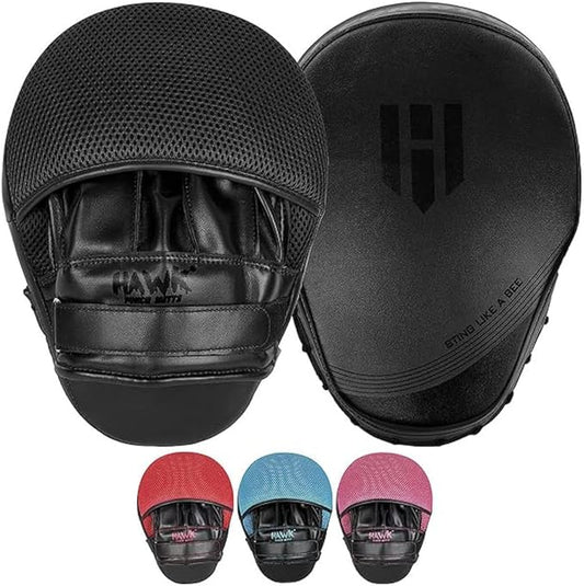 Hawk Sports Punching Mitts for Men, Women, & Kids, Leather Focus Mitts for Martial Arts & Boxing Training, Curved Punch Mitts for Karate, Kickboxing, Krav MAGA, Muay Thai & Taekwondo