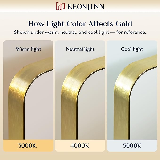 Keonjinn Brushed Gold Bathroom Mirror 72” x 36” Large Gold Bathroom Vanity