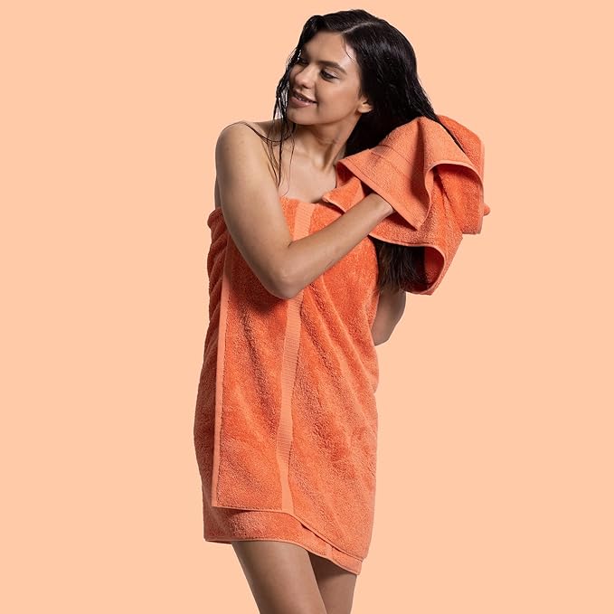 Chakir Turkish Linens 100% Cotton Premium Turkish Towels for Bathroom | 30'' x 60'' Large Bath Towels (4 Piece, Coral)