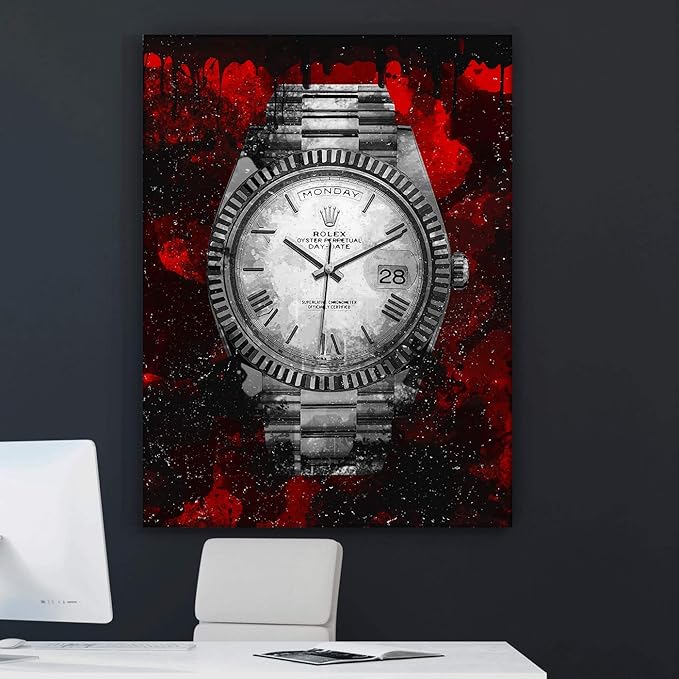 Luxury Watch Canvas Print Office Wall Decor Modern Art Pop Culture Decoration Inspiration Clock Timer Prints Framed Arts Walls Furniture (48" x 36")