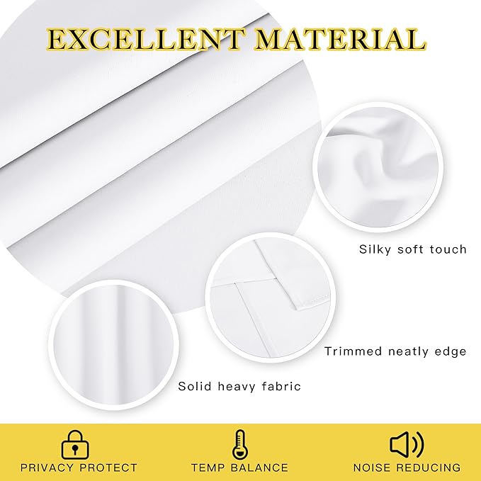 NICETOWN White Room Darkening Curtain 84 inches Long