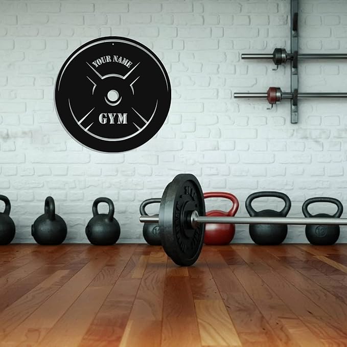 Personalized Home Gym LED Tin Metal Sign Multiple Sizes, Gym Sign Wall Decor, Exercise Workout Room Decor Fitness Center, Motivational Inspirational Hanging Wall Art Wall Plaque (05 w/o lights)
