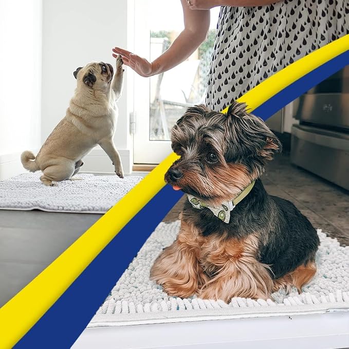 Muddy Mat® | Super Water Absorbent Door Mat Indoor, Microfiber Quick Dry Chenille Entryway Rug, Slip Resistant Front Door Mat, Indoor Mats for Entryway, Machine Washable Pet Rug,-White Runner 59"X24"