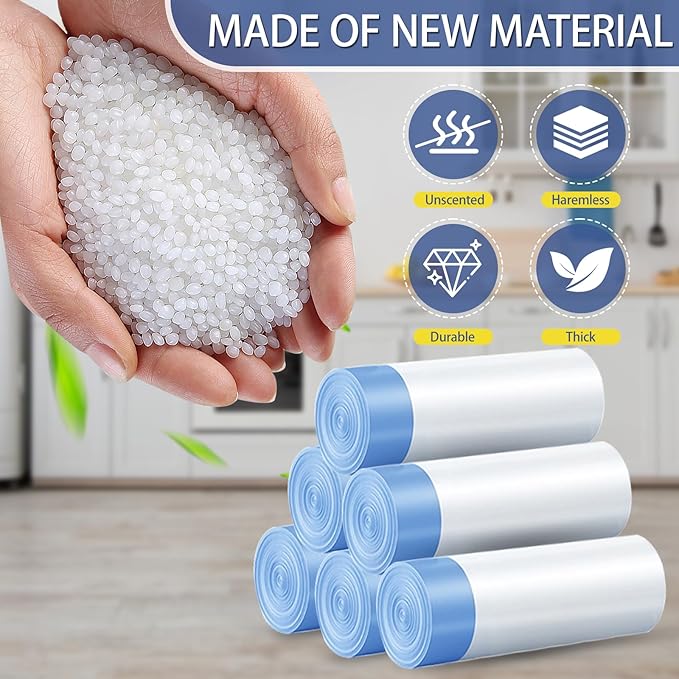 240 Count 3 Gallon Trash Bags Drawstring - 12 Liter Small Garbage Bags for Bathroom, 0.96 Mil Strong White Unscented Plastic Wastebasket Bin Liners for Toilet Office and Bedroom