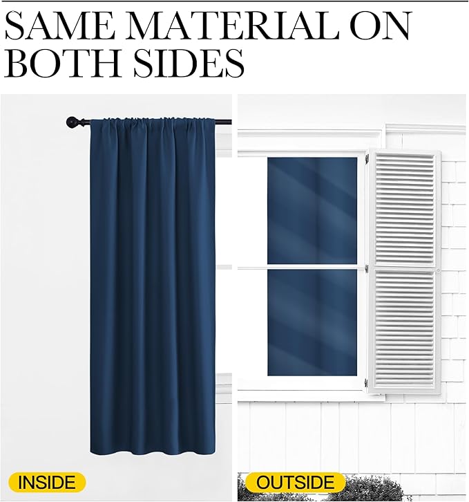 NICETOWN Blackout Curtains for Bedroom, Moroccan Blue, 1 Pair, 62 by 63-inch