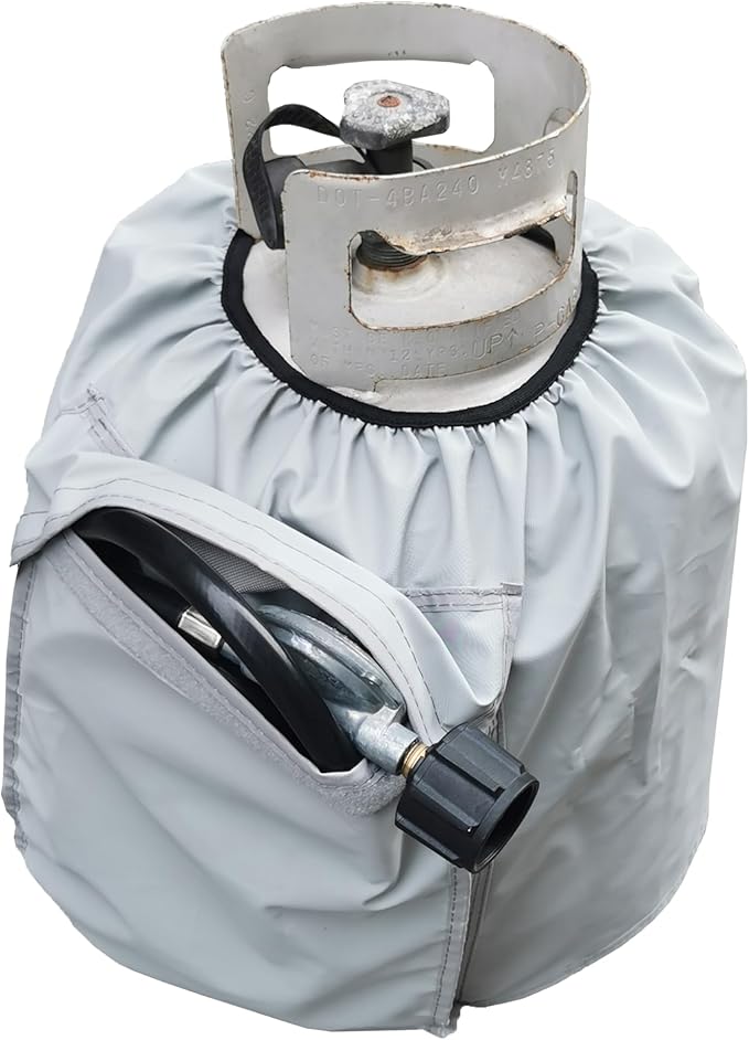 ATYARD Heavy Duty Propane Tank Cover Fits Standard 20 lb Tank Cylinder, UV and Weather Resistant , with Storage Pocket Gray