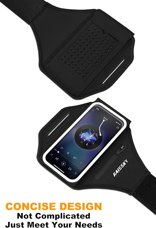 Running Armband with Earphone Bag Cell Phone Armband for iPhone 16 15 Pro 14 Plus 13 11 XR XS, Galaxy S24/S10 Water Resistant Sports Phone Holder Case & Zipper Slot Car Key Holder for 6.9 inch Phone