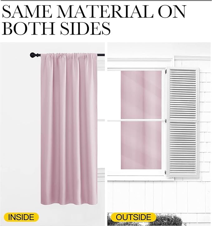 NICETOWN RV Blackout Curtains for Camper Windows, Baby Pink, Short Blackout