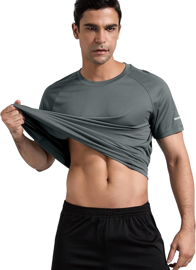Boyzn 1, 3, 5 or 7 Pack Men's Workout Running Shirts, Dry Fit Moisture Wicking T-Shirt, Gym Athletic Short Sleeve Tee Shirts