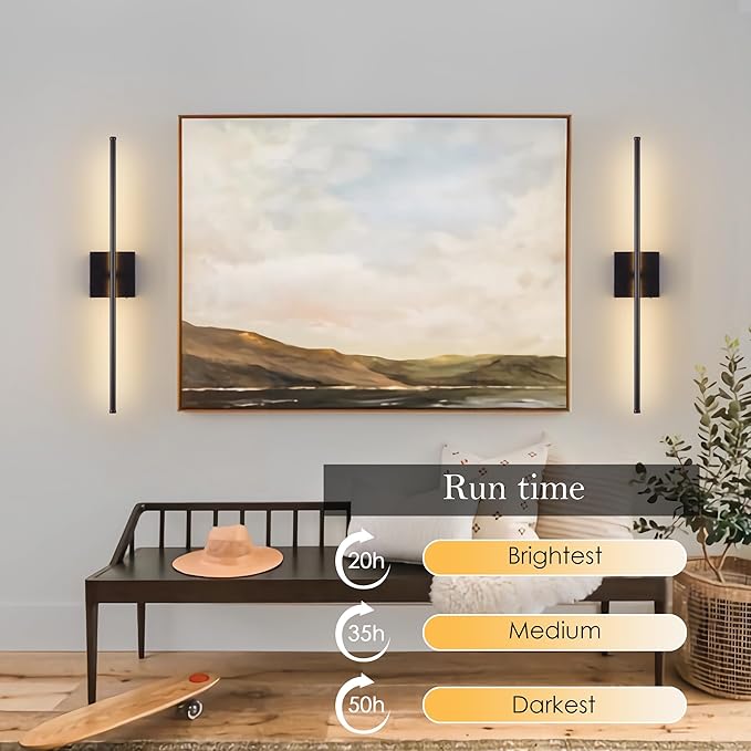 KARTOOSH 24.4 Inch 9 RGB Color Battery Operated Wireless Wall Sconces Set of Two