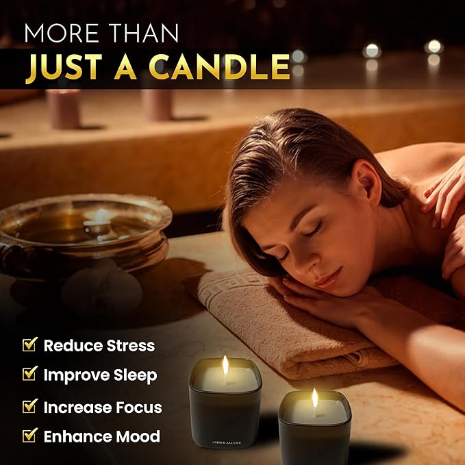 Candle Gift Set – 3 Scented Soy Candles, Clean Burn 50+ Hrs – Flower-Inspired Scents: Amber, Red Tea Wood, Champagne – Bulk Set for Women Giftset, 9.8oz Each, Gift Idea for Women, Home Decor, Birthday