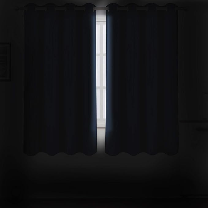 LEMOMO Blackout Curtains 52 x 63 inch/Navy Blue Curtains Set of 2