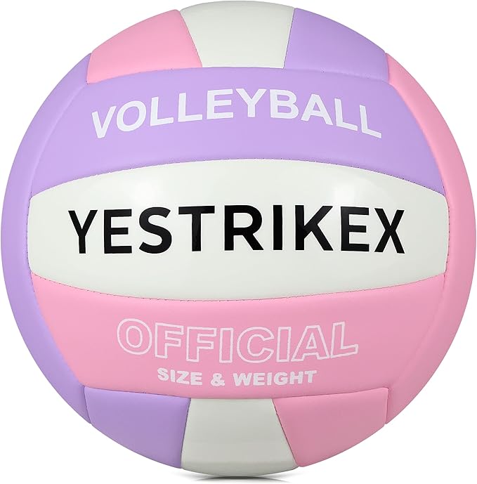 Official Size 5 Glow in The Dark Volleyball, Fluorescent Light Night Volleyball Soft Indoor Outdoor Volleyball Gift Luminous Night Light Ball for Game Gym Training Beach Play with Pump Kit