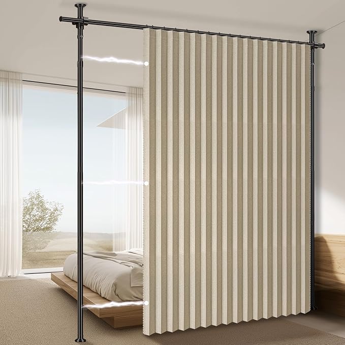 100% Blackout Room Divider Curtains Sets Beige W100 x L84 in, 1 Panel Curtain