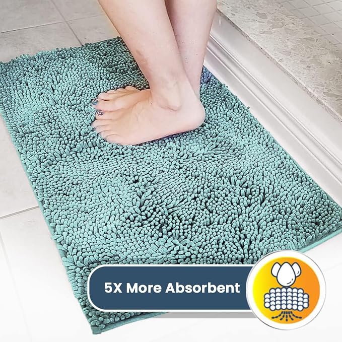 Muddy Mat® | Super Water Absorbent Door Mat Indoor, Microfiber Quick Dry Chenille Entryway Rug, Slip Resistant Front Door Mat, Indoor Mats for Entryway, Machine Washable Pet Rug, Sea Green 32" x 40"