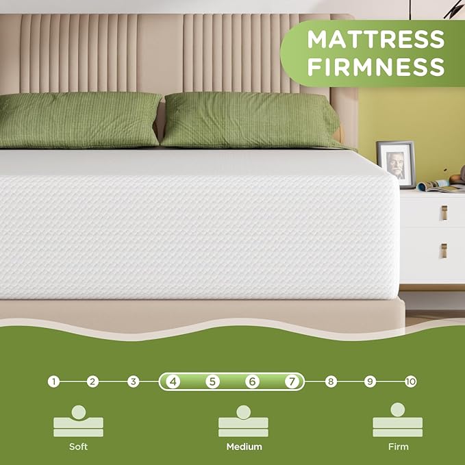 PayLessHere 14 Inch Queen Mattress Base Foam Mattress,Removable Soft Cover,Bunk Bed, Trundle, Daybed,White，Fiberglass Free