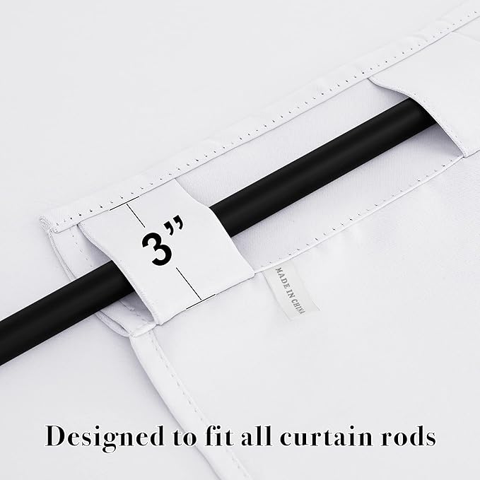 RYB HOME White Curtains 80 inches Long, Thermal Insulating Large Window Curtains