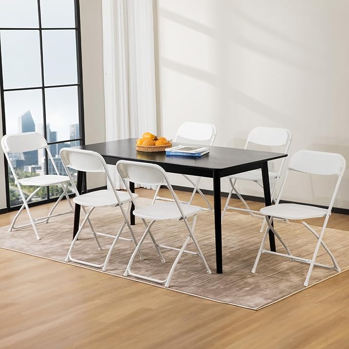 Sweetcrispy Folding Chair 16 Pack, Plastic Foldable Chairs with 330-Pound Capacity, Sturdy Metal Portable Chair, Easy to Use and Store, Outdoor and Indoor, for Home, Office, Party, Comfy, White