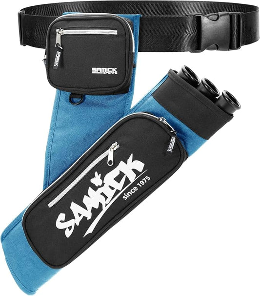 Archery Arrow Quiver - Adjustable Waist Hanged Quiver with 3 Removable Tubes & Pockets for Archery Arrows Case & Equipment - Ideal for Hunting & Target Practice - Right Handed Only