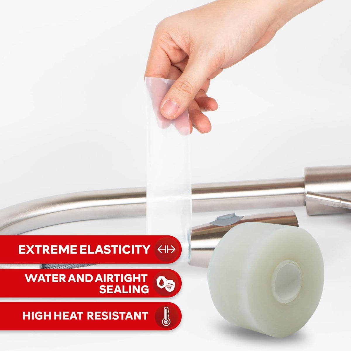 XFasten Self-fusing Silicone Tape Pro, Clear, 1.5-Inch x 15-Feet, 30mils Extreme Silicone Repair Pipe Tape for Electrical, Radiator Hose, Garden Hose, Coax Plumbers Water Seal and Stretch Tape