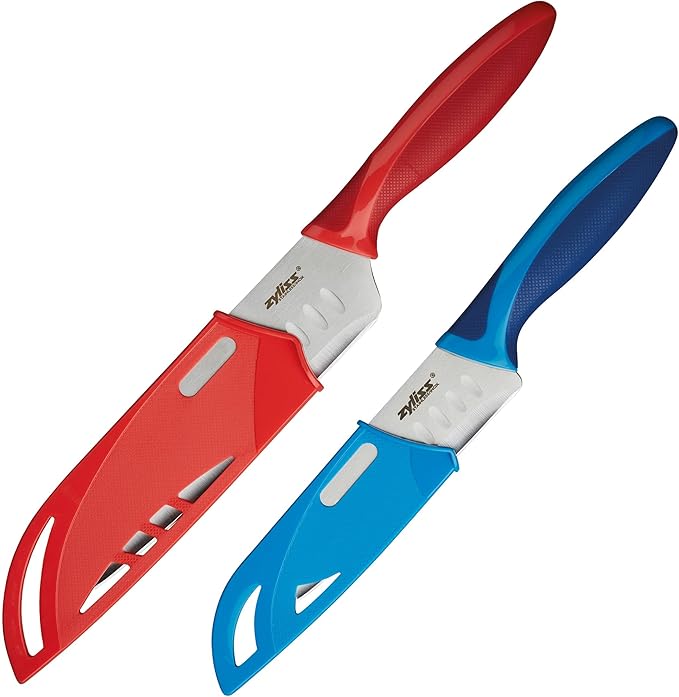 ZYLISS 2 Piece Santoku Knife Set with Sheath Covers, Stainless Steel