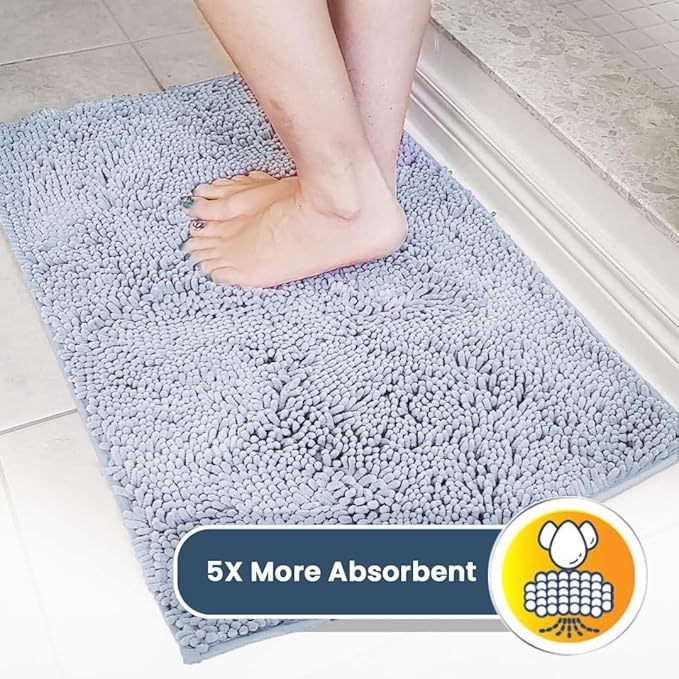 Muddy Mat® | Super Water Absorbent Door Mat Indoor, Microfiber Quick Dry Chenille Entryway Rug, Slip Resistant Front Door Mat, Indoor Mats for Entryway, Machine Washable Pet Rug, Baby Blue 19"X30"
